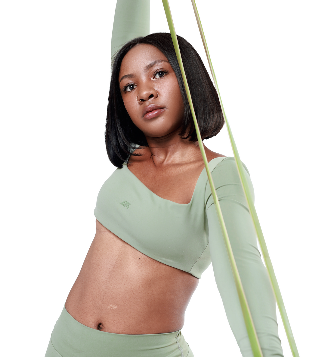 BODMOD Square-Neck Long Sleeve Crop Top