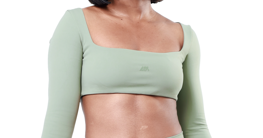 BODMOD Square-Neck Long Sleeve Crop Top
